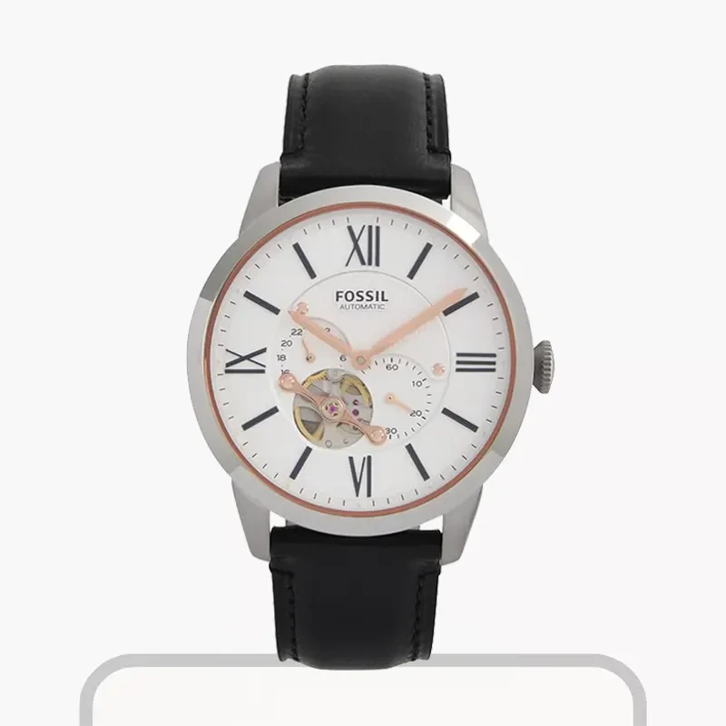 Fossil Townsman White Dial Black Leather Men's Watch |  ME3104